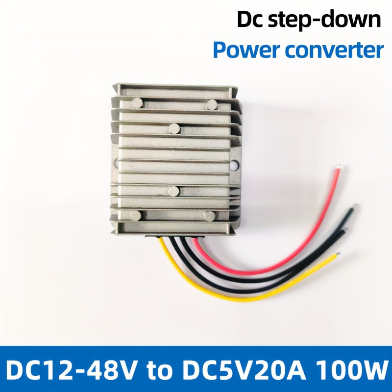 100W DC Step-Down Power Converter 12-48V to 5V 20A with Alligator Clips