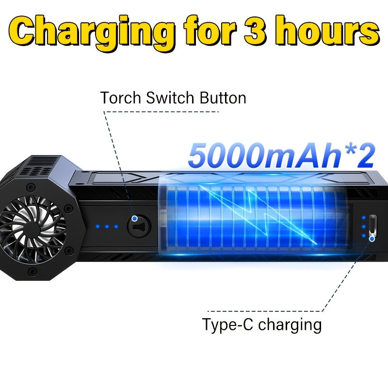 Портативный многофункциональный воздуходувка ABS, перезаряжаемый через USB, охлаждение, кемпинг, офис, барбекю