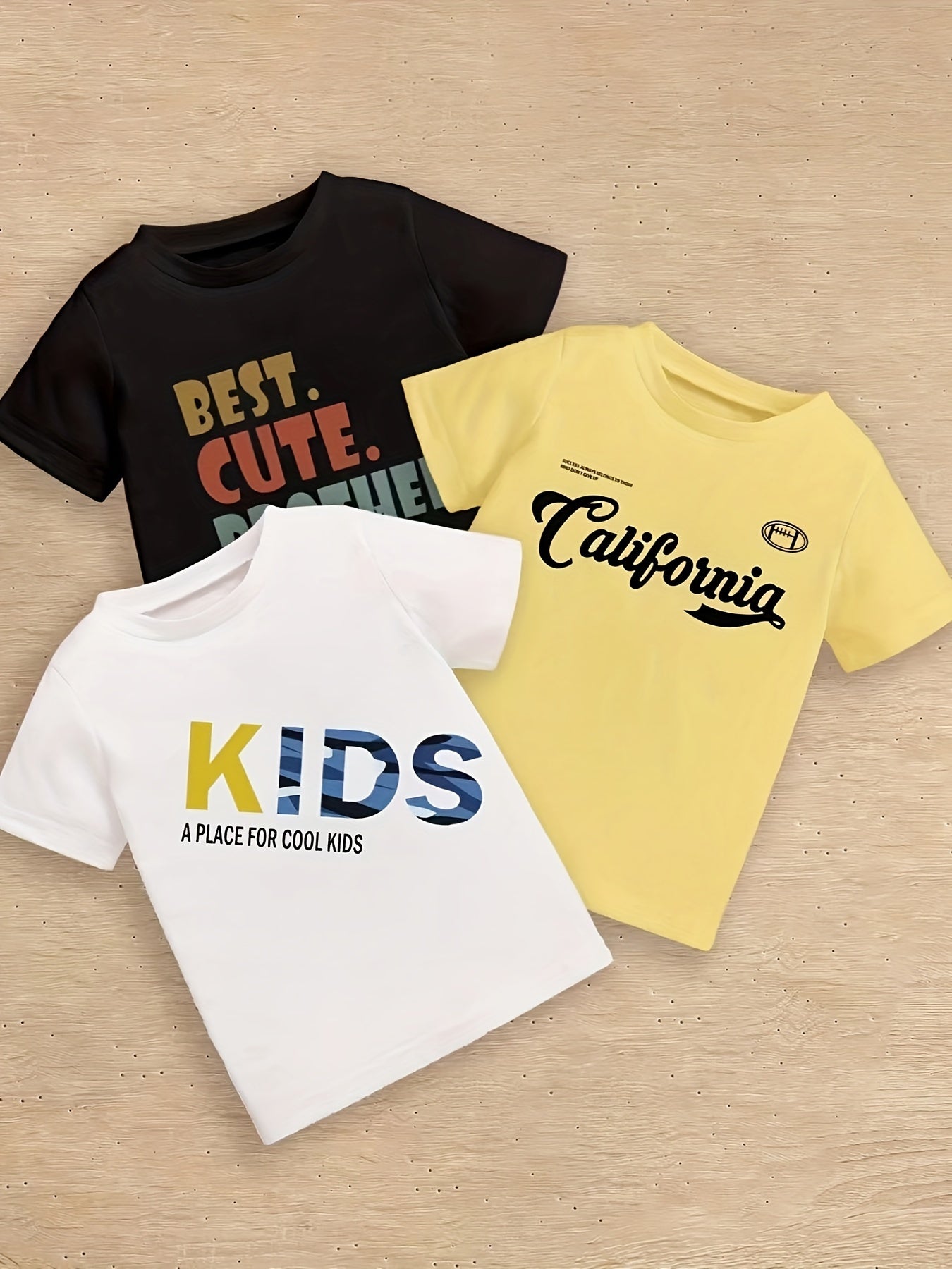 Kids' Summer Casual T-Shirts Set 5 Pack Boys Cotton Short Sleeve Tops