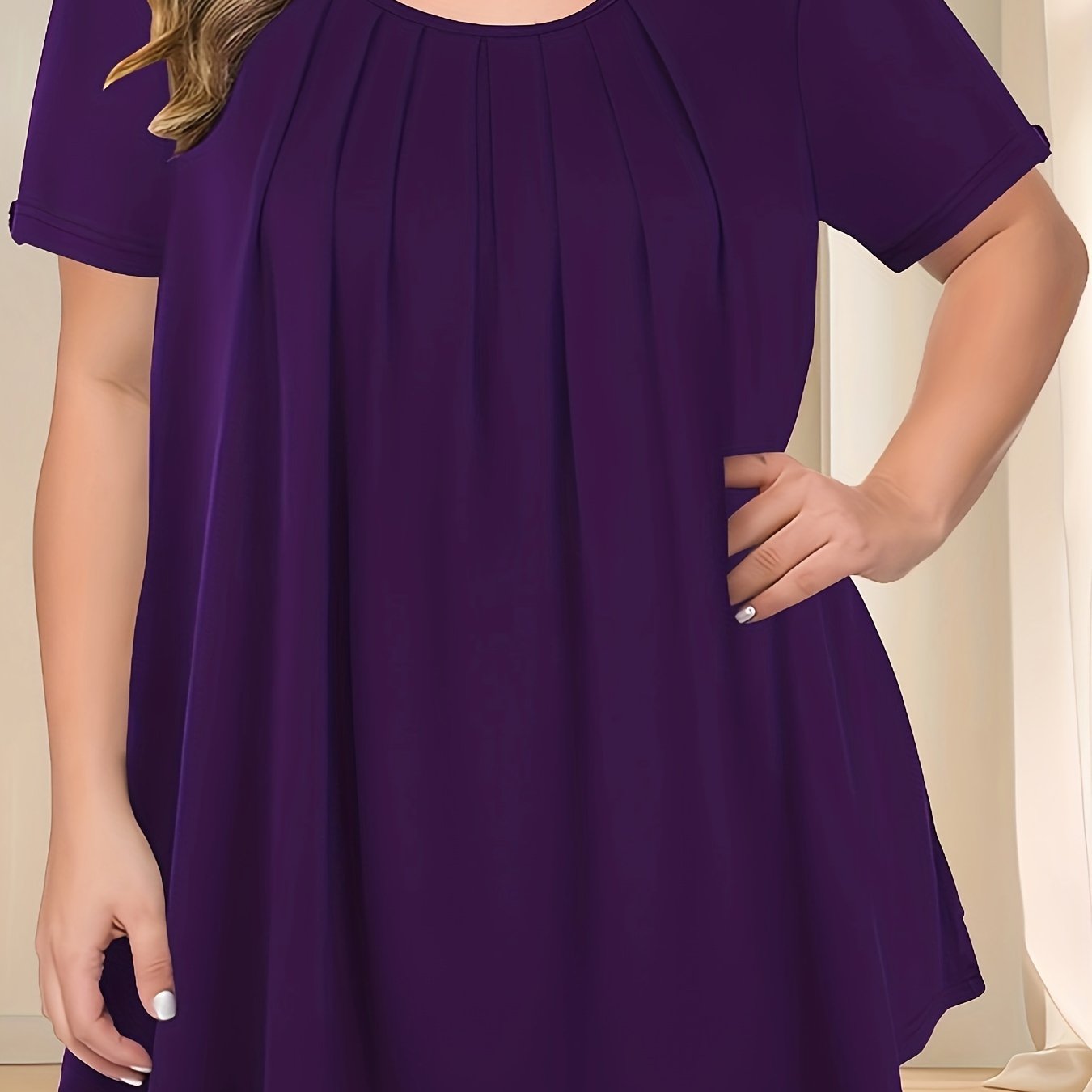 Women’s Plus Size Short Sleeve Blouse Polyester Casual Spring Summer