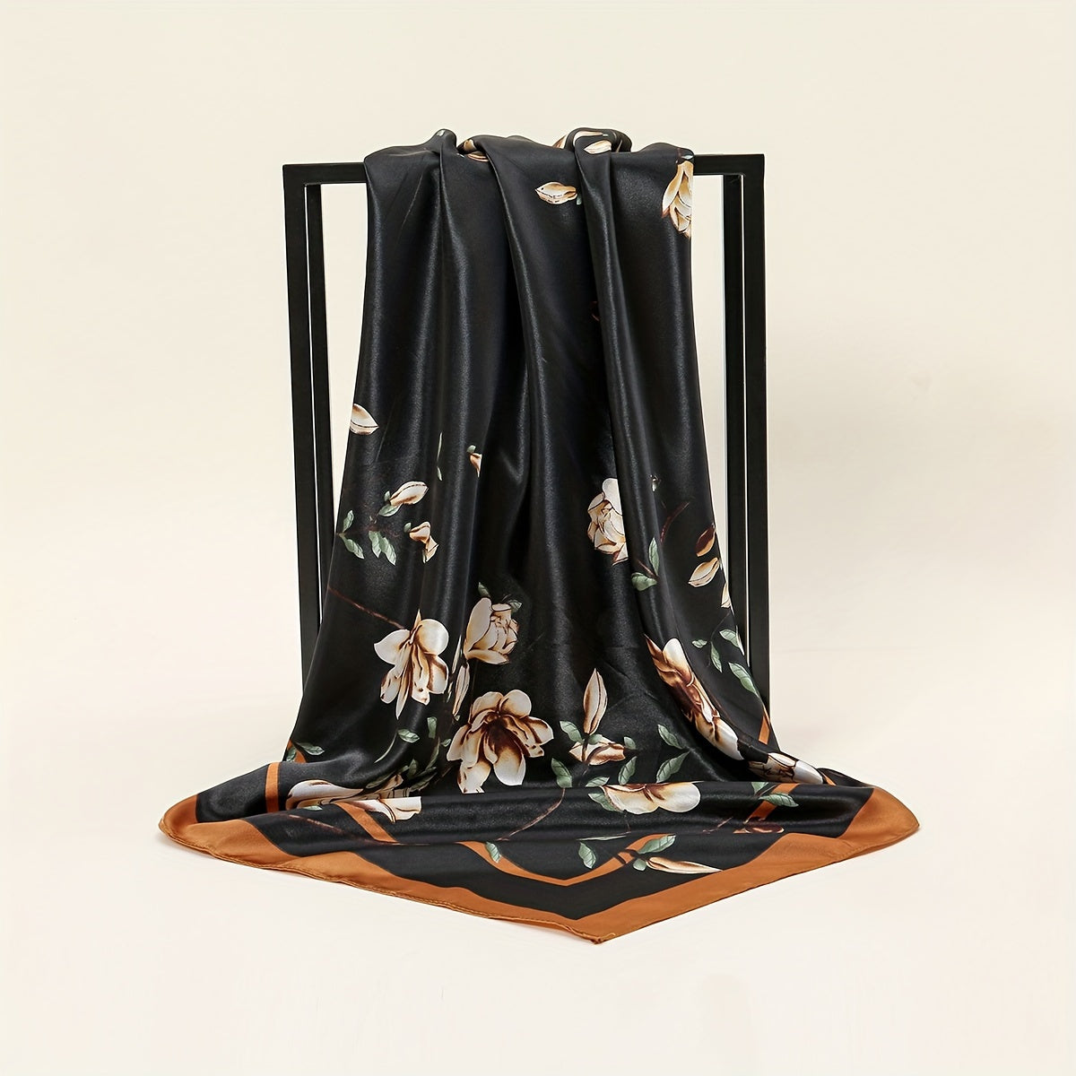 Винтажные сатиновые повязки на голову для женщин, принт магнолия, квадратный шарф-невершитель, 89,92 см