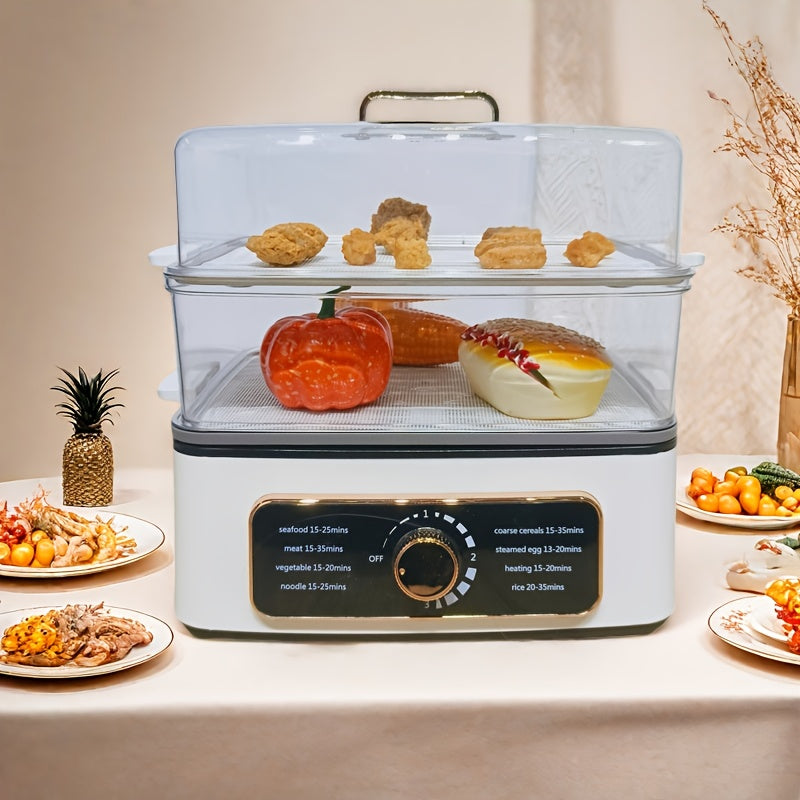 8 режим ва қўлланма ёқилган қуритилган пўшиш муҳофазасига эга 1500W ақлли электр пароварка, 3-5 кишига мўлжалланган. Оқ рангда, қизилча деталлар билан, эрталабки овқат, тайёрлаш ва иссиқ қовуриш учун мўлжалланган. Мўлжалланган ва замонавий ошхона