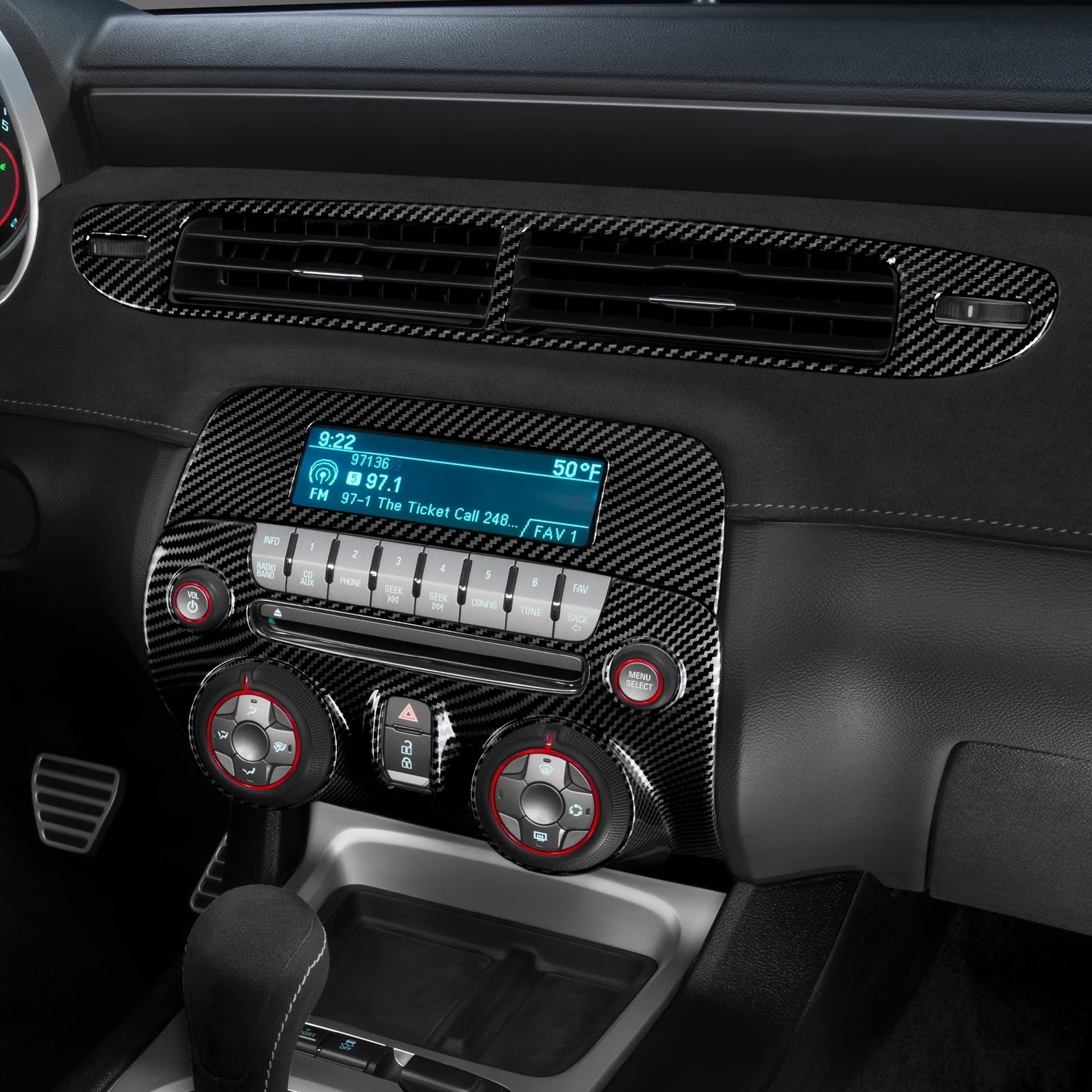 Car Interior Carbon Fiber Panel Sticker for Camaro ZL1 2010-2015