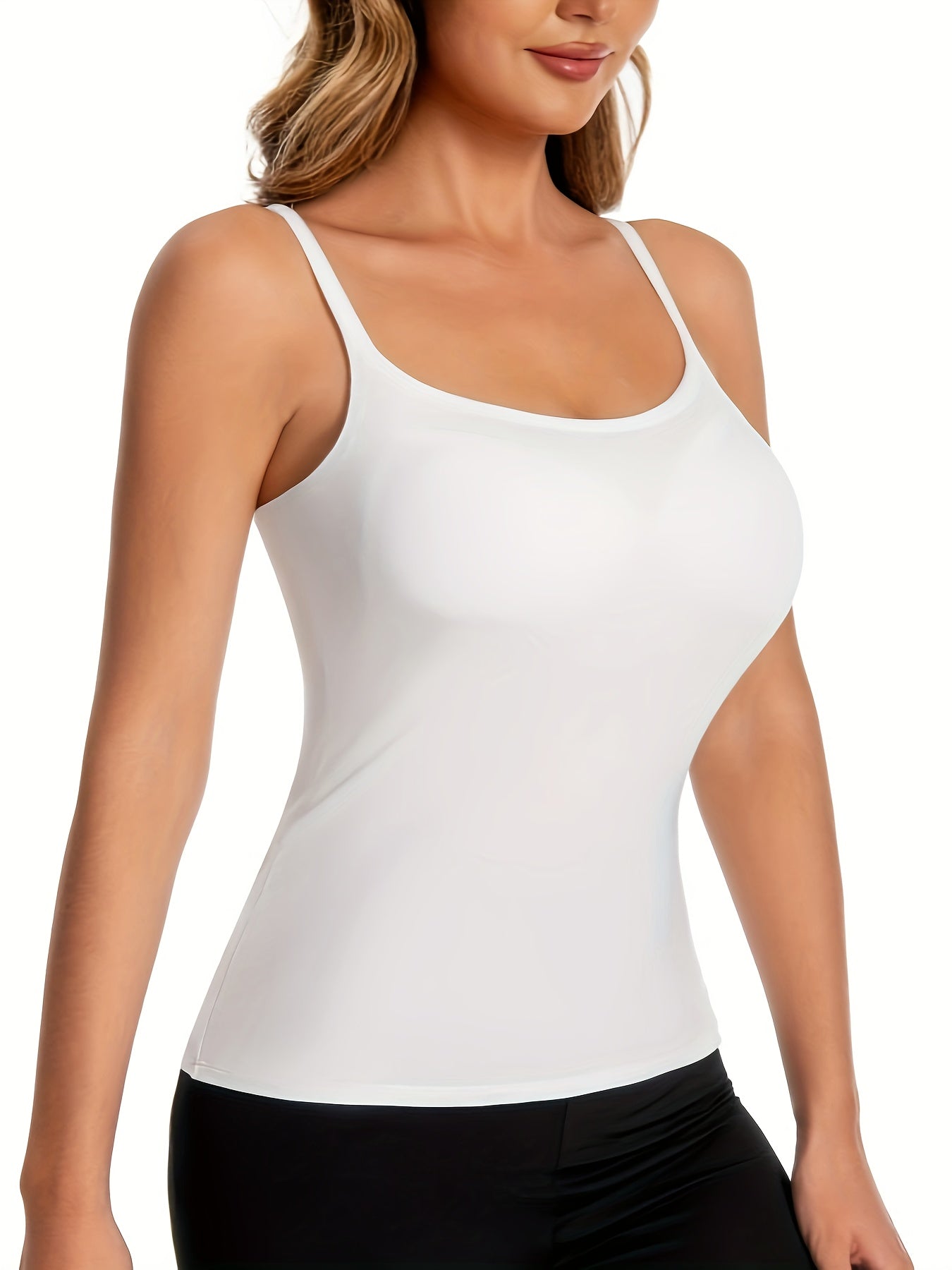 Women's Cami Top with Built-in Bra Backless Stretch Fit for Casual or Outwear