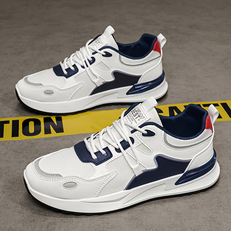 Men's Casual Running Sneakers Low Top Lace-Up PU Fabric Soft Sole All-Season