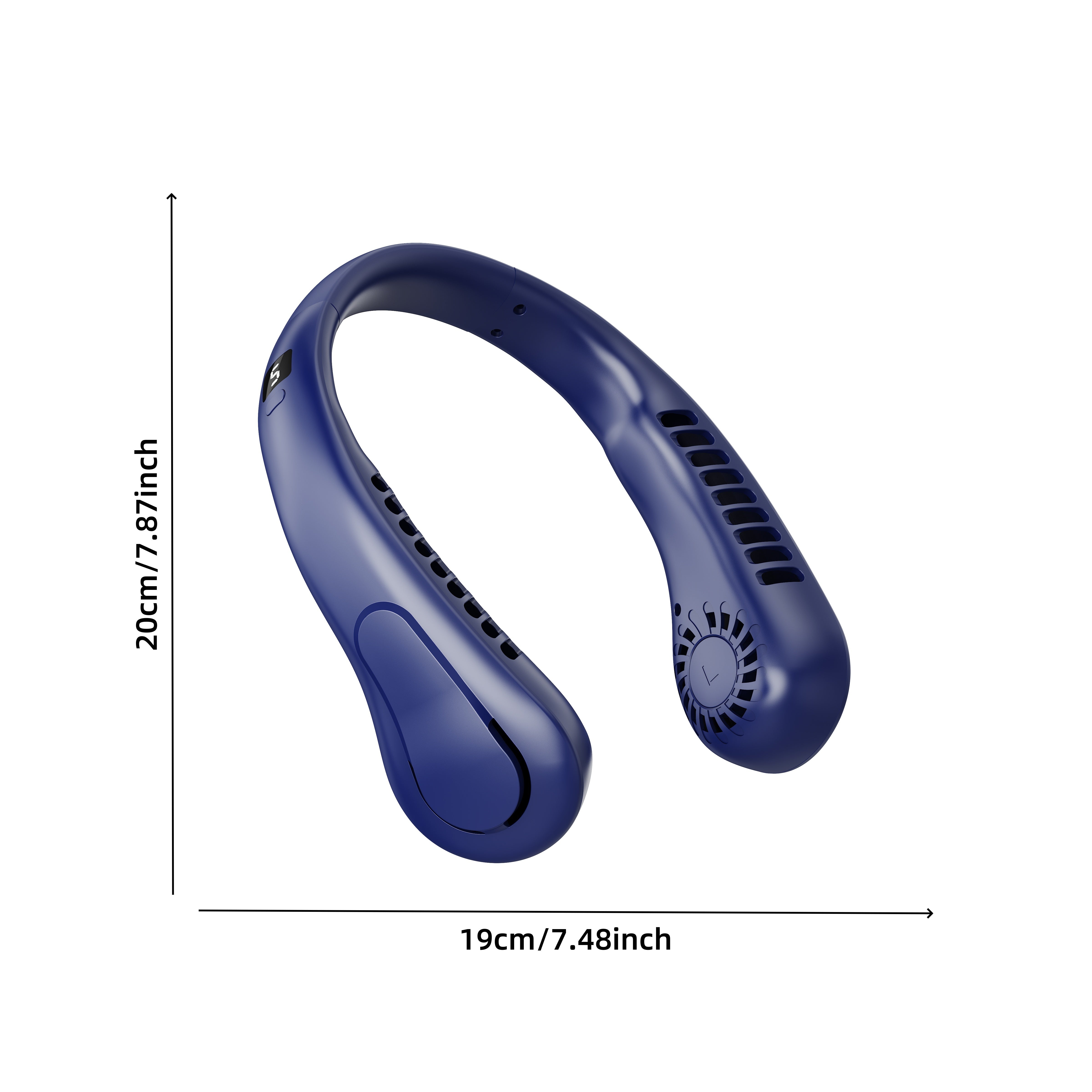 Portable Neck Fan with 5-Speed Strong Wind USB Rechargeable Lithium Battery Adjustable Silicone Strap Outdoor Travel Sports