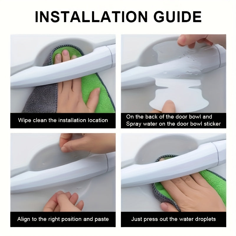 8pcs Película protectora para manijas de puertas de coche transparente de PVC resistente a arañazos e impermeable