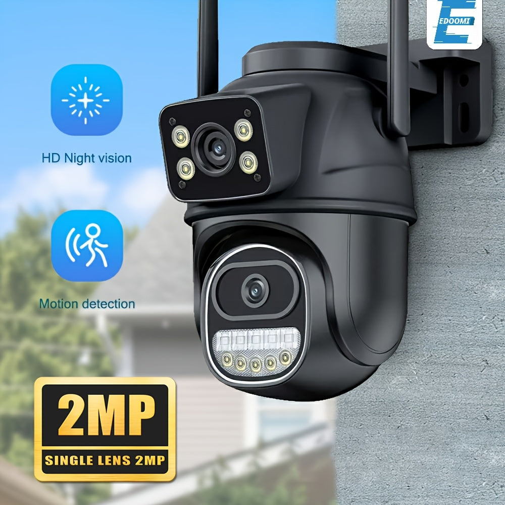 HD WiFi Security Camera with Dual Lens 4MP Night Vision Two-Way Audio PTZ Motion Tracking