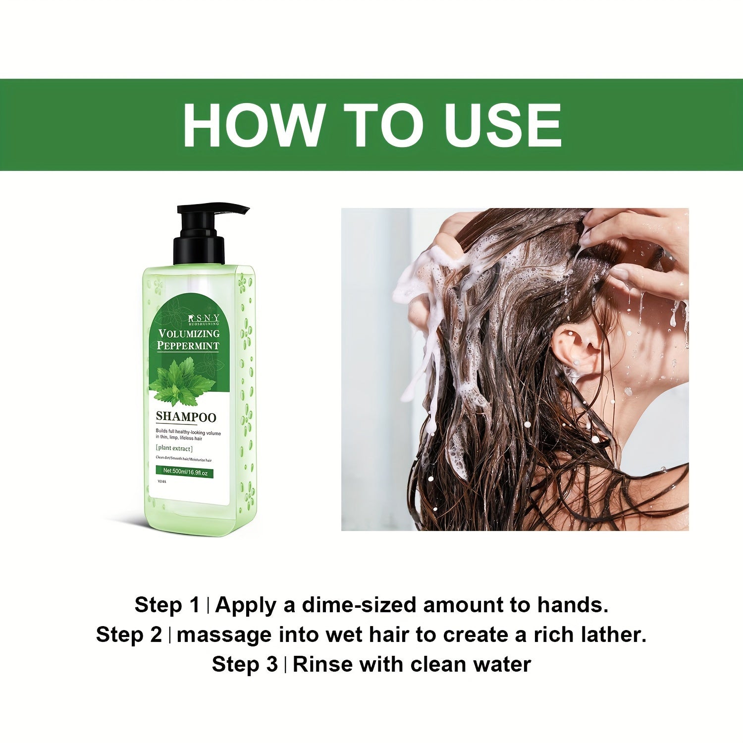 Unisex Peppermint Volumizing Shampoo with Biotin and Squalane 500ml