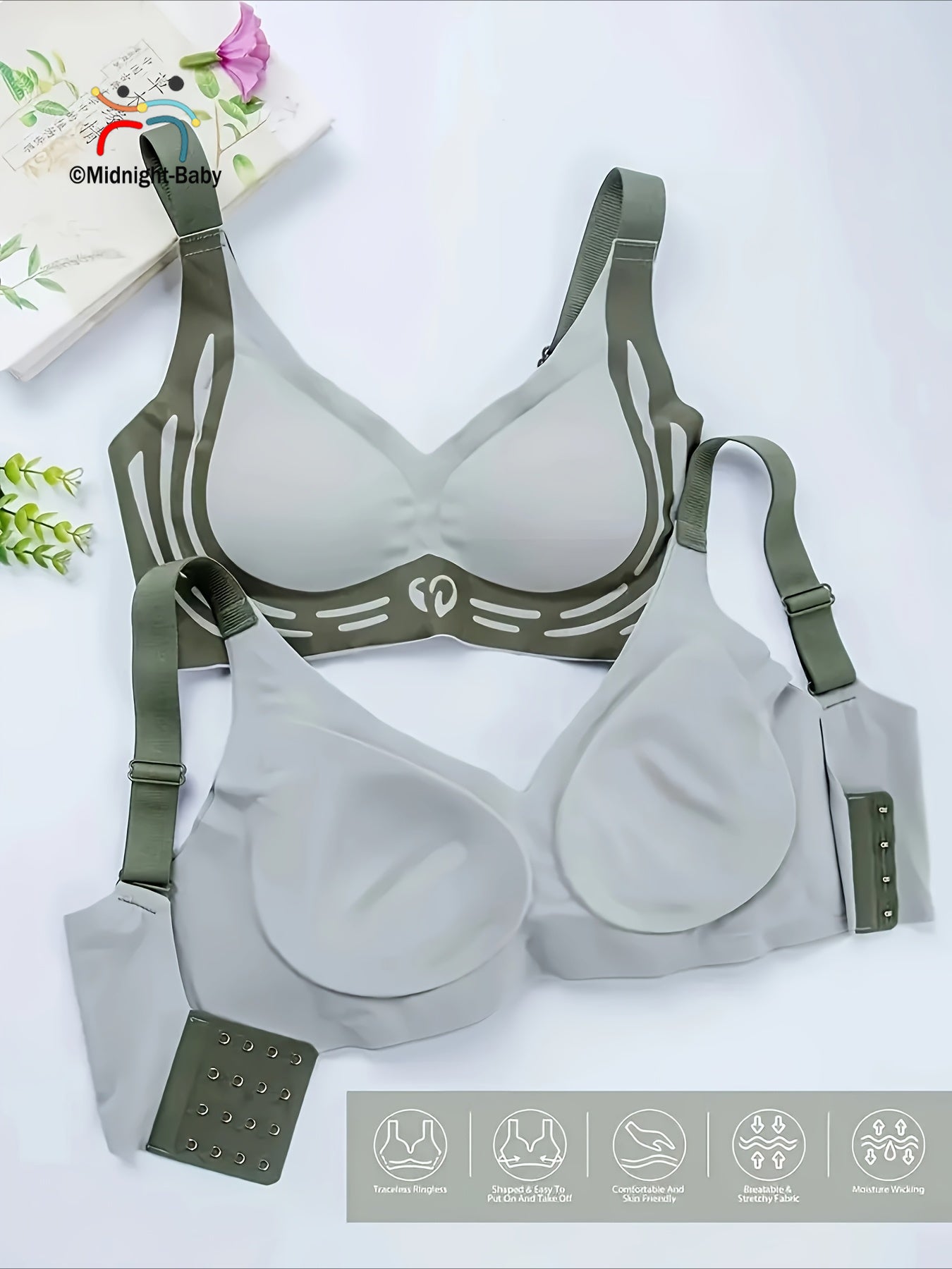 Women's High Impact Sports Bra Breathable Yoga Bra with Removable Pads 2 Pack