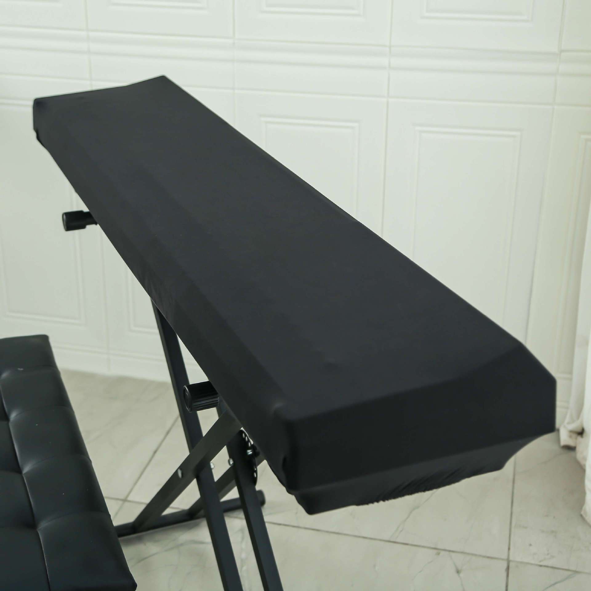 Black Stretchable Keyboard Dust Cover for 61/88 Key Digital Pianos Polyester