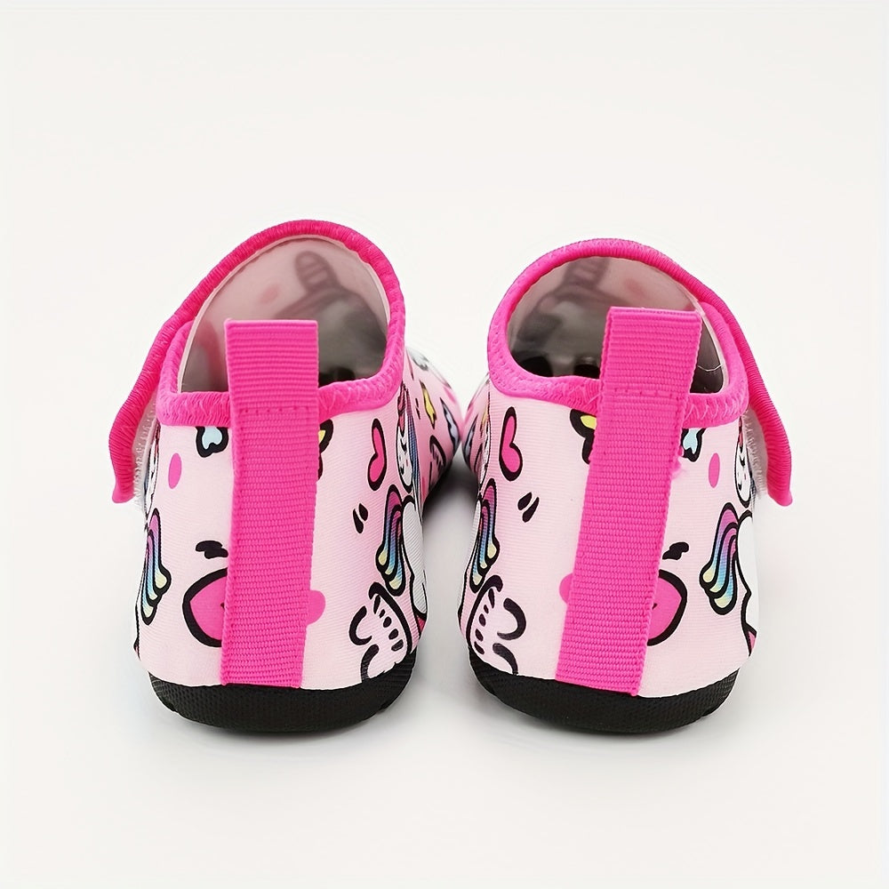 Детские летние водные тапочки с мультяшным принтом, легкая быстро сохнущая ткань, верх из ТПР, подошва из ТПР