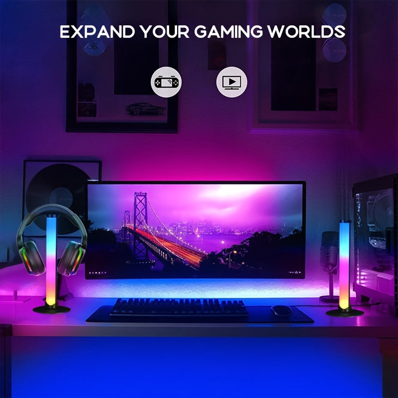 Luz de mesa LED controlada por cable con soporte para auriculares, alimentada por USB para sala de juegos, sala de estar, decoración de escritorio