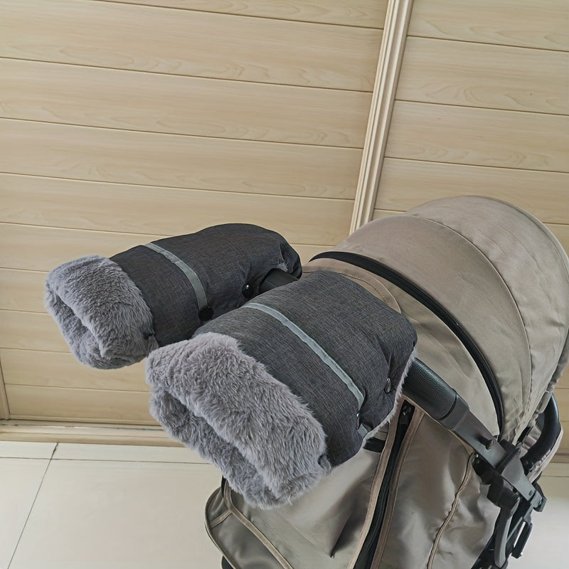 Waterproof Stroller Hand Muffs for Adults Windproof Plush Fleece Lined Gloves