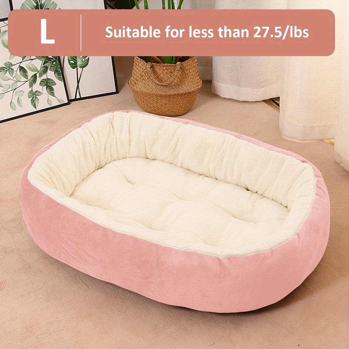 Oval Pet Bed for Small to Medium Dogs Plush Polypropylene Non-Assembled