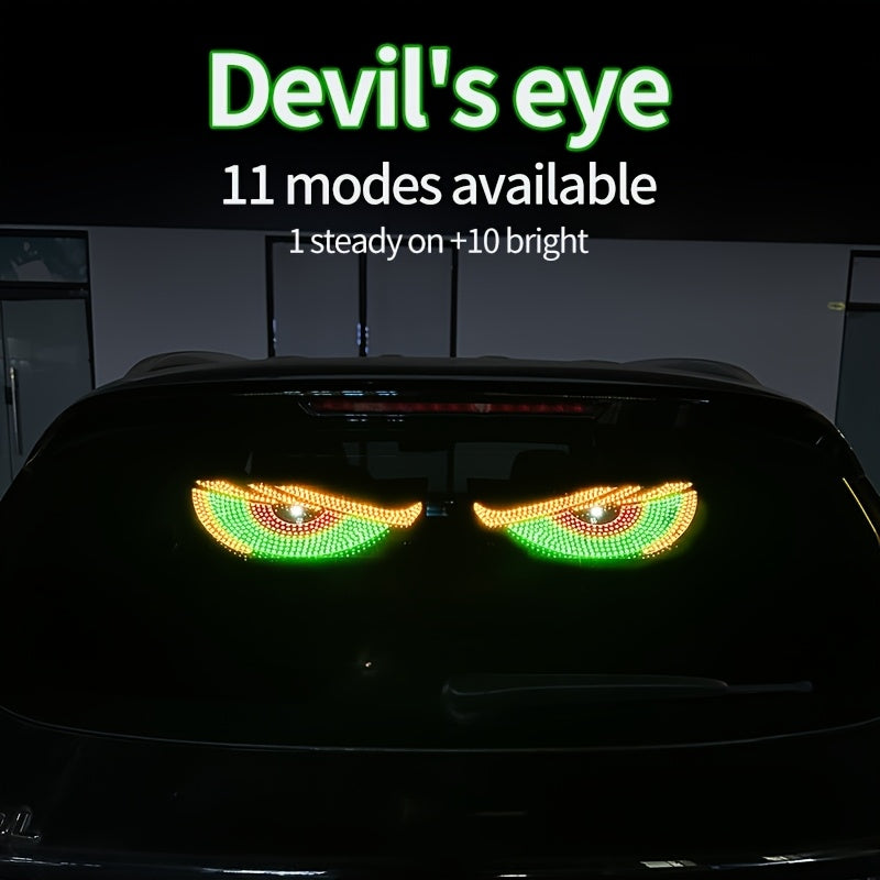 2 ta USB bilan quvvatlanadigan Devil's Eye LED avtomobil chiroqlari, simsiz, muhitli transport dekoratsiyasi