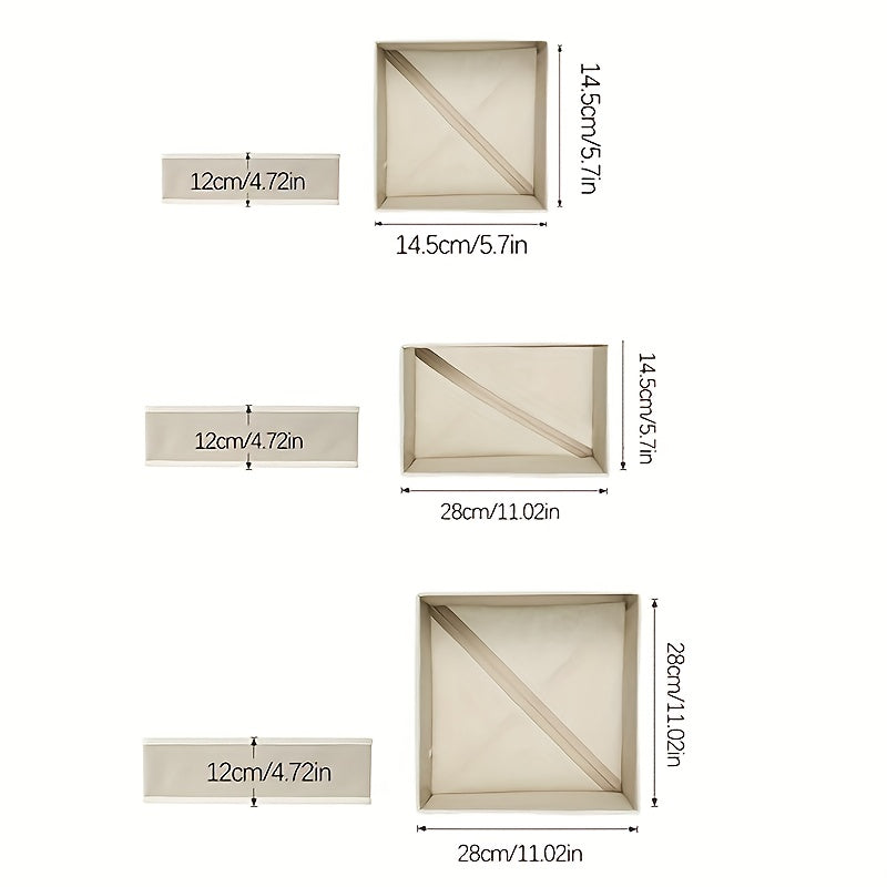 Set of 6 Polyester Non-Woven Foldable Storage Bins for Closet Organization