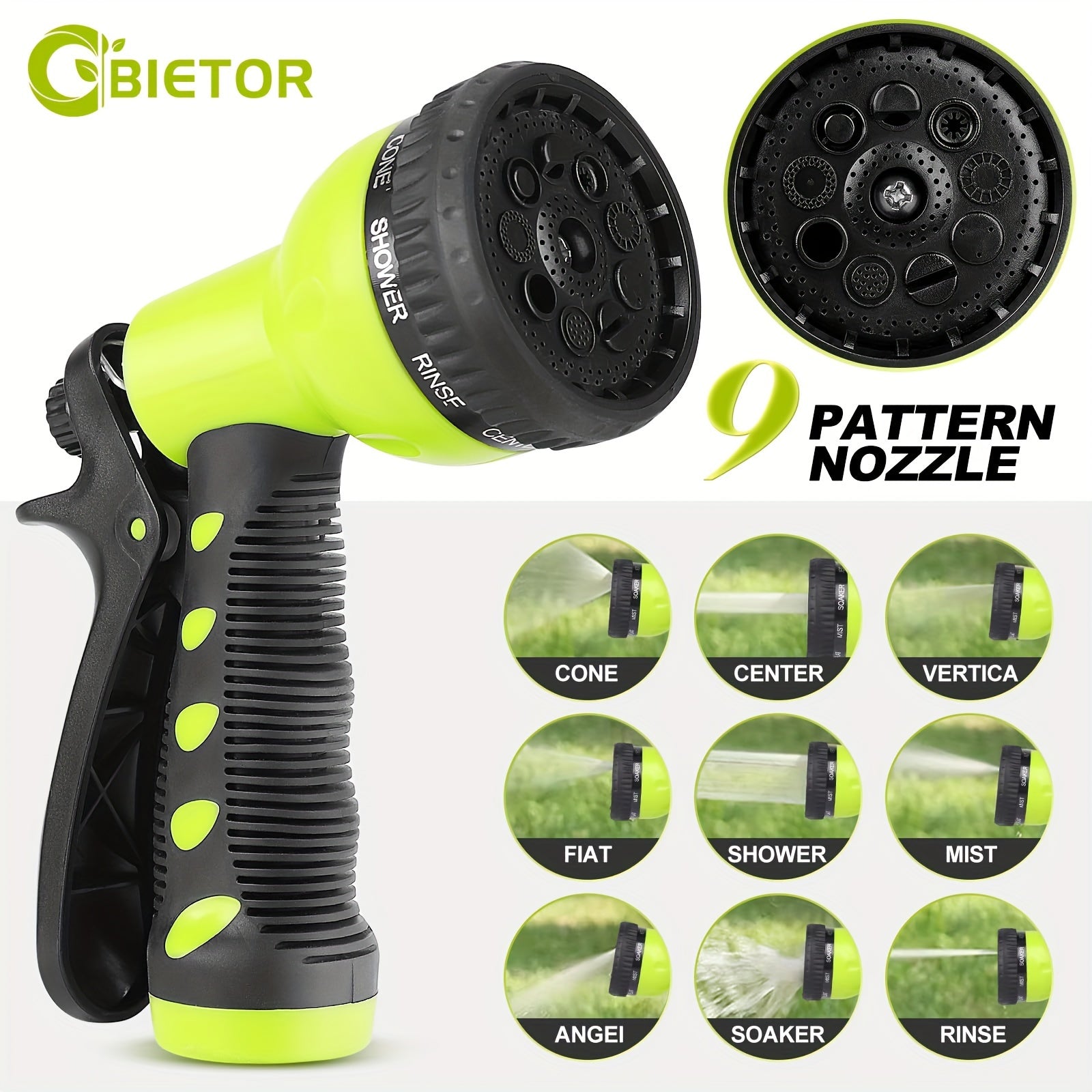 Retractable Garden Hose Reel 130ft Vinyl Hose 1/2 Inch Connector 9-Pattern Nozzle