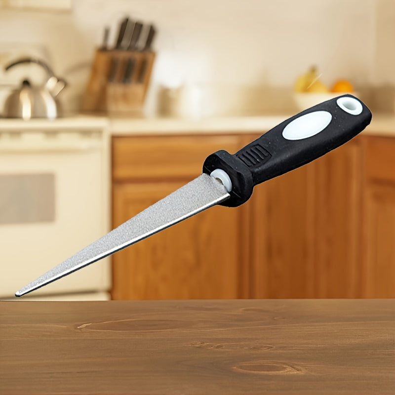 "Almas qoplamali o'qlarni o'tkir qilish - Qaychi, pichoq va bog' asboblarini tiklash uchun ideal - Tekis va egri tomonlari bilan ko'p maqsadli asbob - Qulay qo'lga olinadigan dizayn - Oshxona va bog' uchun zaruriy buyum"