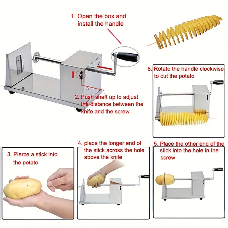 Manual Stainless Steel Potato Slicer with Alloy Steel Blade for Vegetables and Fruits