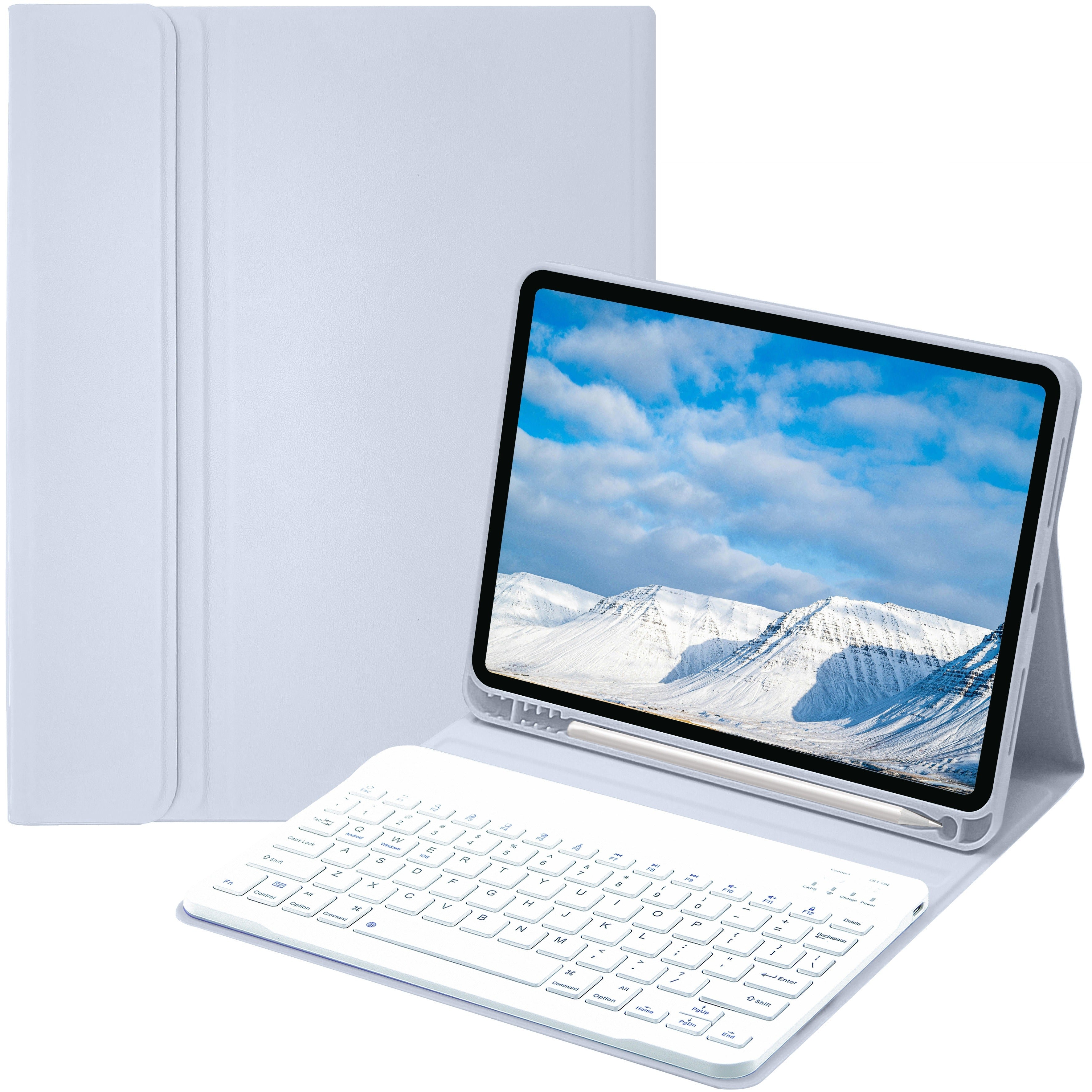 Funda con teclado para iPad Air 1-5, 5ª-10ª generación, Pro 11/12.9 pulgadas con teclado inalámbrico desmontable y soporte para lápiz