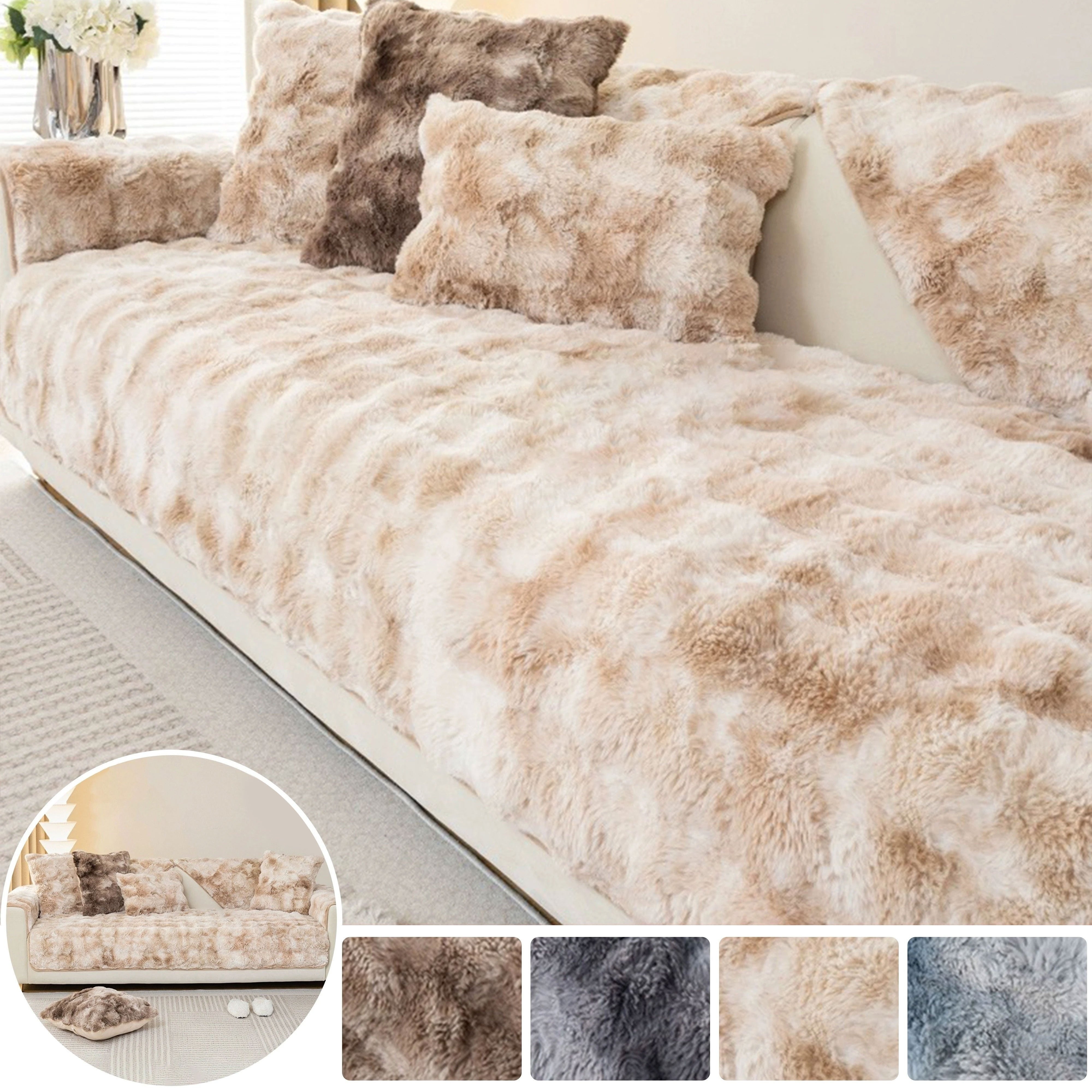 Плюшевое покрытие для дивана на зиму подходит для спальни, гостиной, офиса, домашнего декора