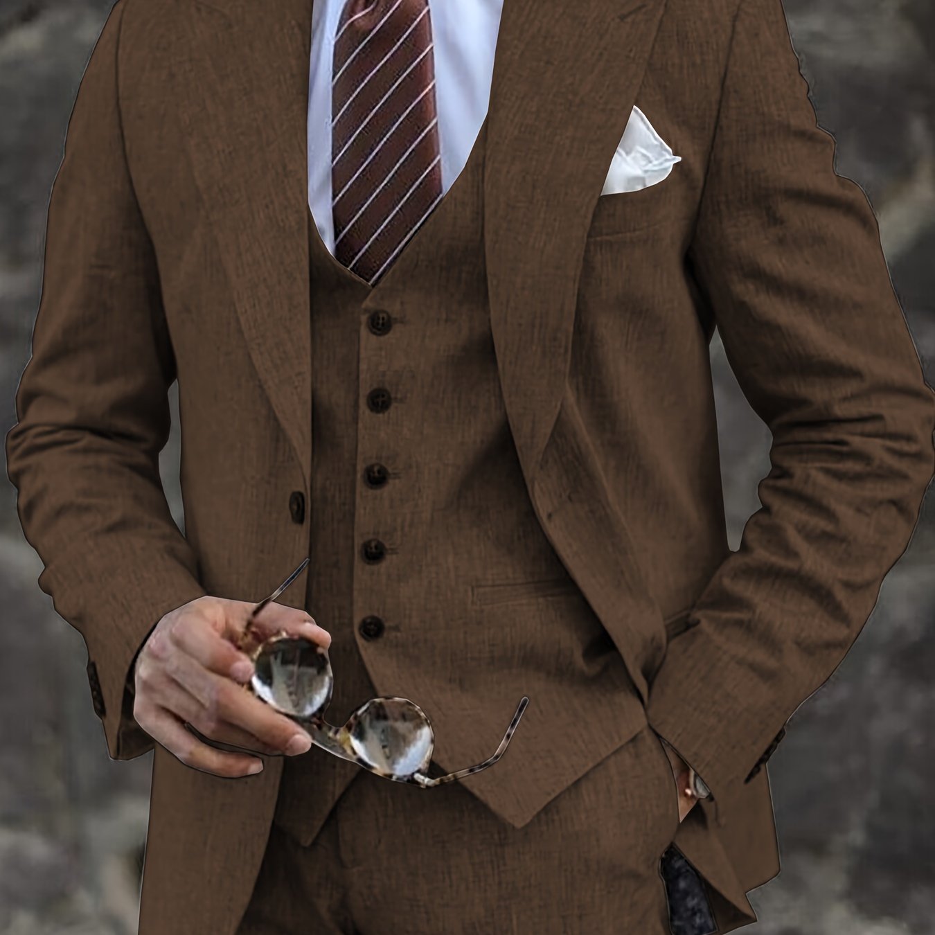 Men's Wool Tweed 3-Piece Suit for Formal Weddings Business All Sizes
