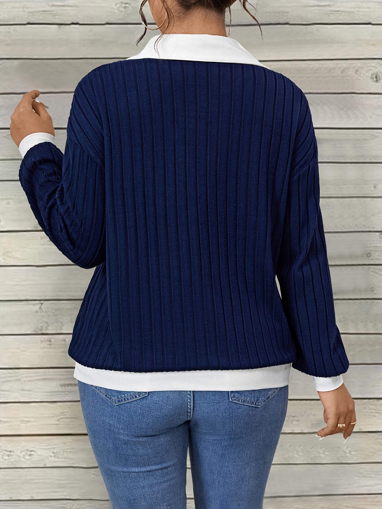 Plus Size Women's Color Block Top Casual Shirt Large Size