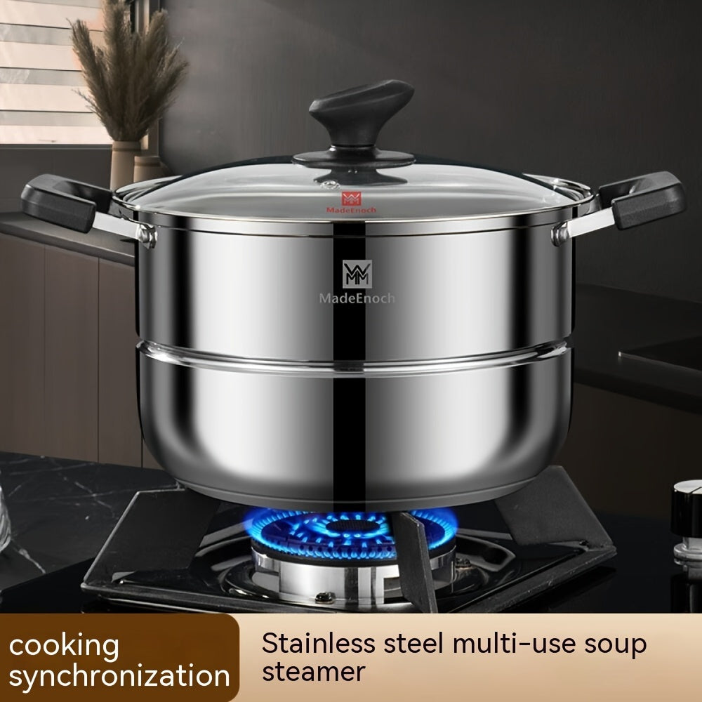 Кухонная кастрюля для супа, парящая булочки Мантоу, изготовленная из нержавеющей стали 201, с дизайном одного дна для пароварки. Диаметр кастрюли составляет 28 см, и она прозрачна для контроля за процессом приготовления. Код продукта: WMM-006.