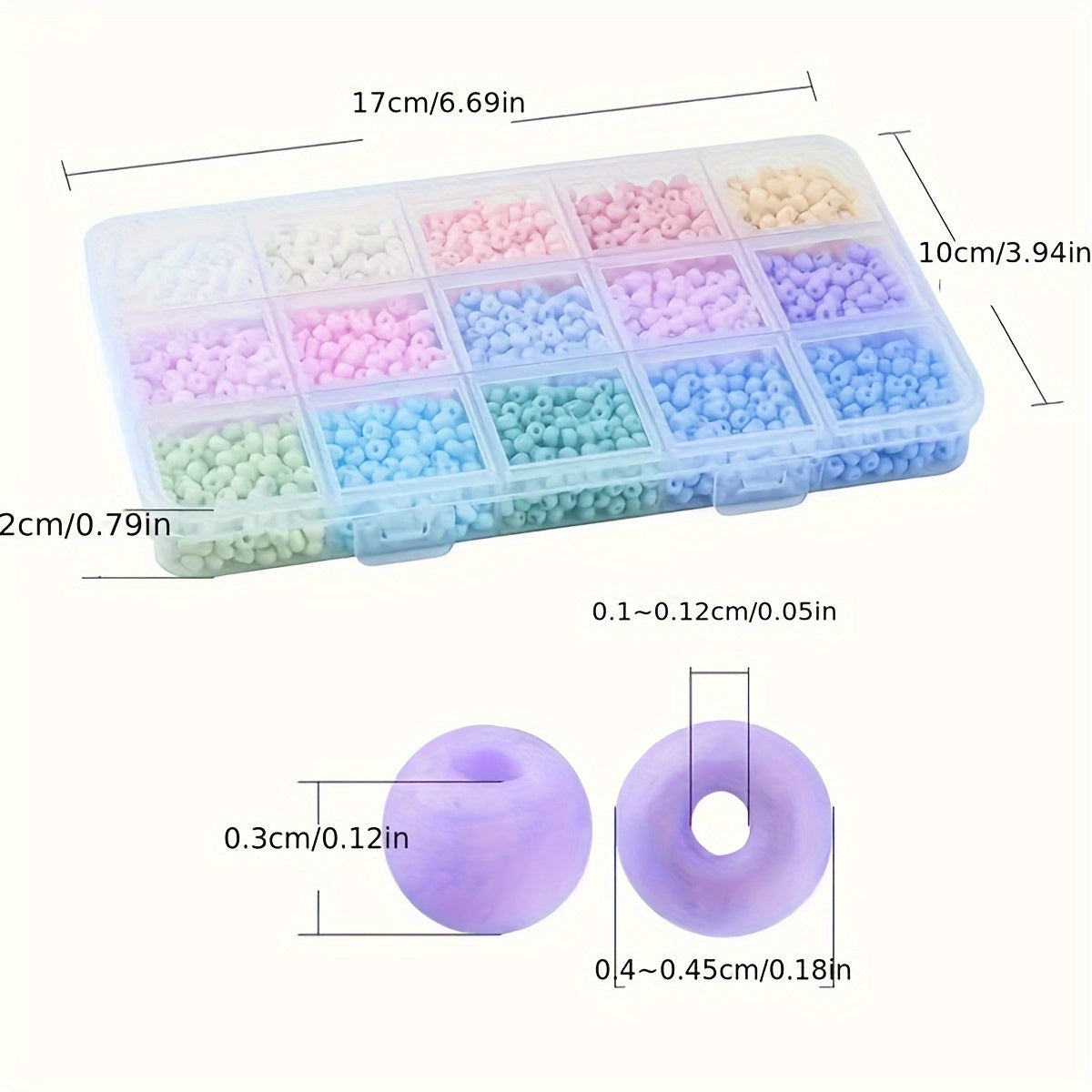3000pcs 3mm Glass Beads for Jewelry Making in 15 Colors DIY Bracelet Necklace Craft Kit