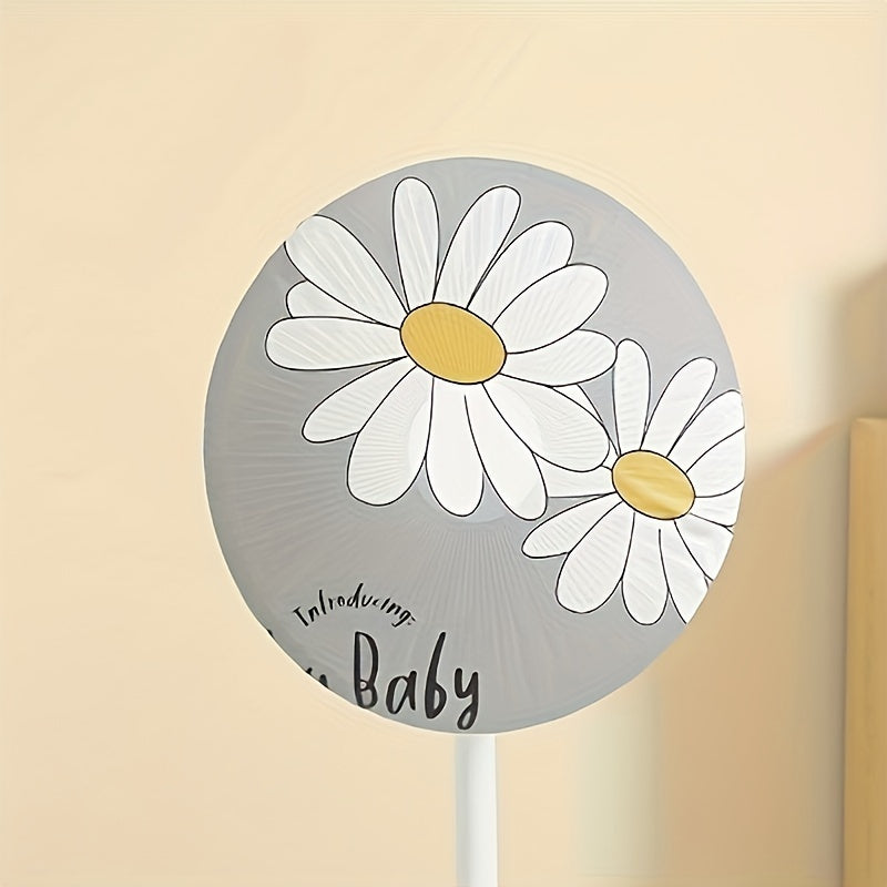 Washable electric fan dust cover light blue heart flower design easy-care material battery-free
