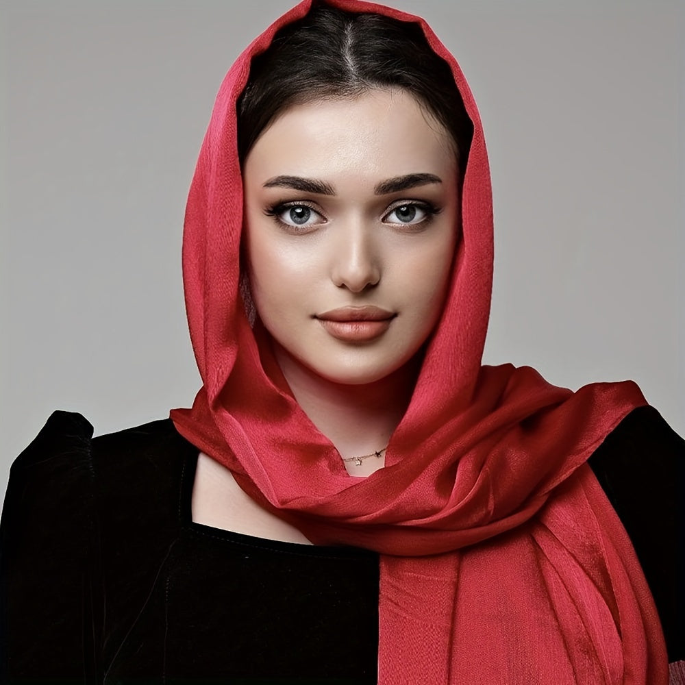 Pañuelo de cabeza clásico plisado de color sólido para uso casual, viaje y actividades al aire libre