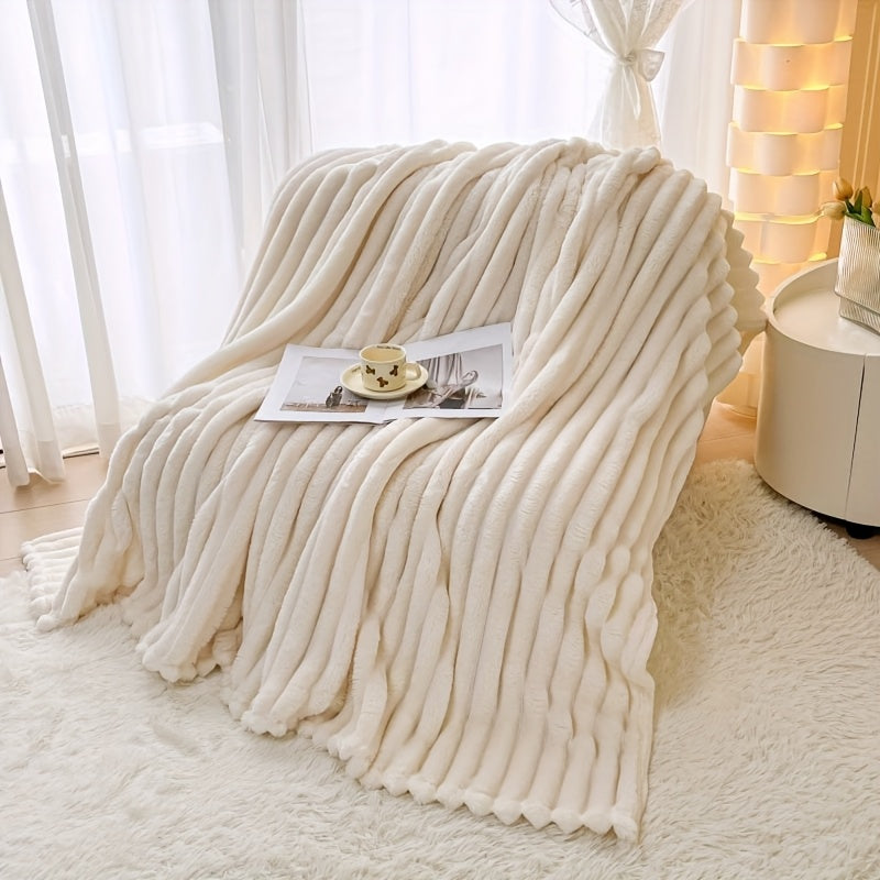 Chiziqli Taffeta Fleece Blanketi yumshoq nafas oladigan xalta uchun yotoqxona, mehmonxona, ofis