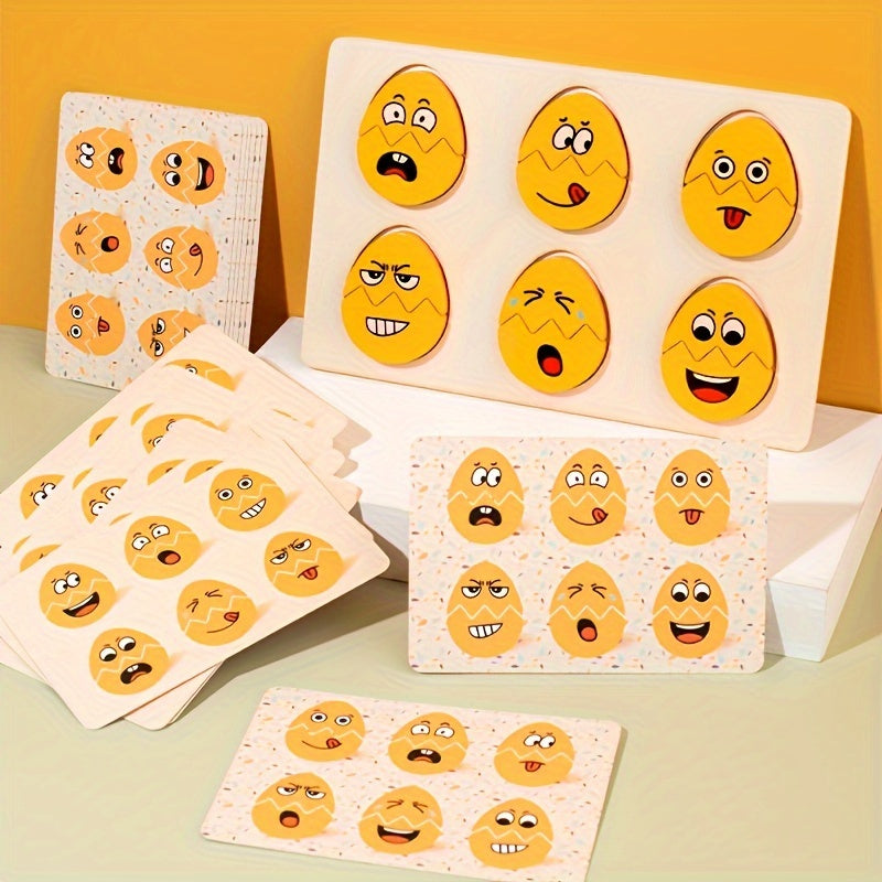 Wooden Puzzle Game for Children Promotes Emotional Expression Focus Training for Boys and Girls