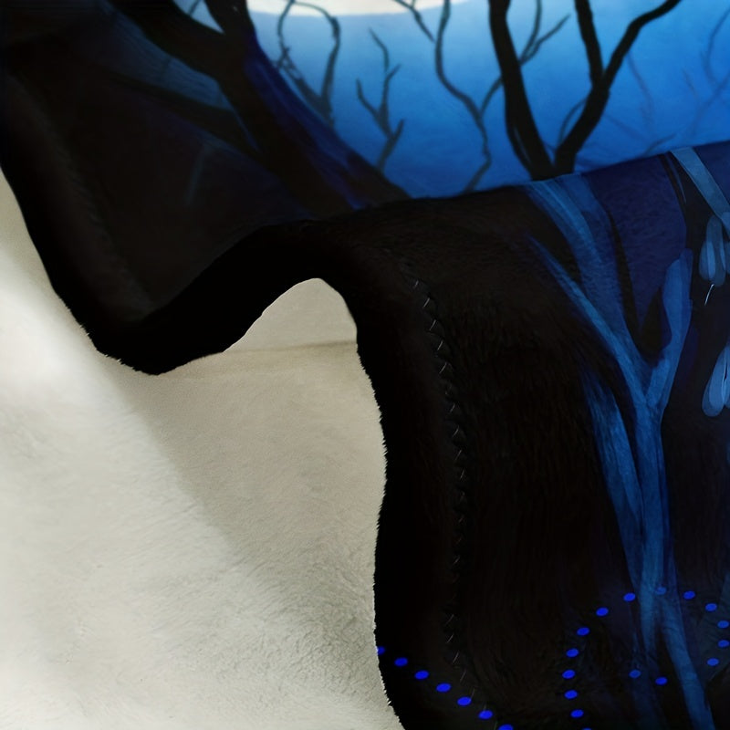 Animal-Themed Flannel Throw Blanket for Couch Bed Cozy Polyester Lightweight Warm