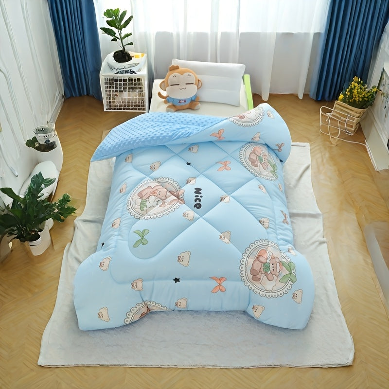 Kids Beanie for Girls and Boys Soft Knit Animal and Plant Pattern Blue and White