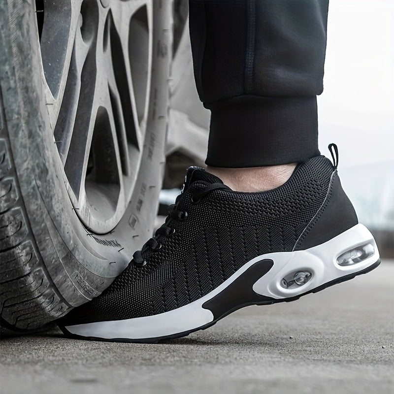 Women's Steel Toe Work Shoes Breathable Anti-Smash Safety Shoes Black