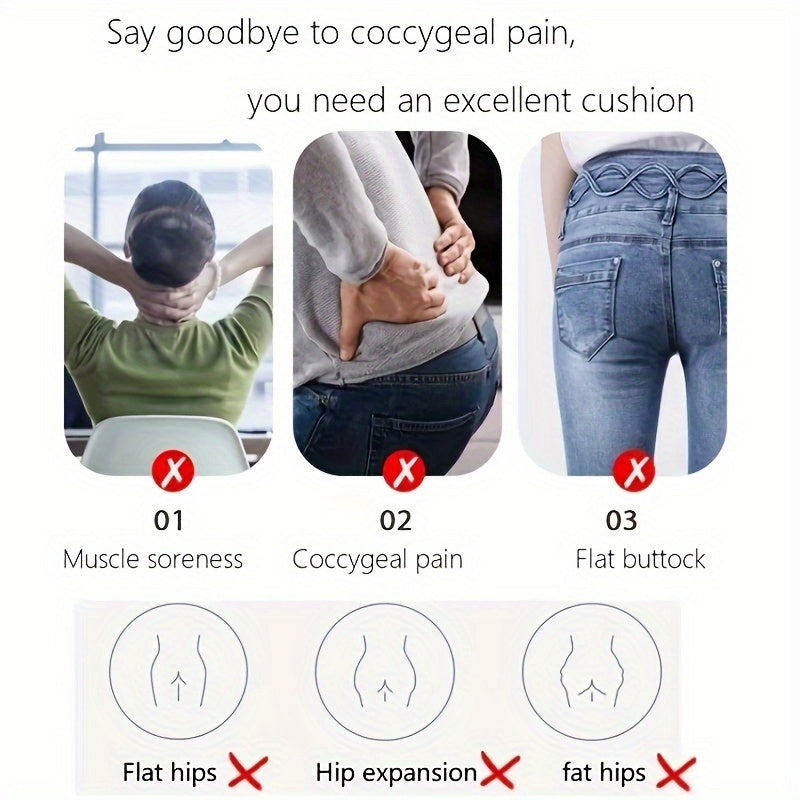 Memory Foam Cushion for Office Chair Blue Relieves Tailbone Pain Anti-Slip