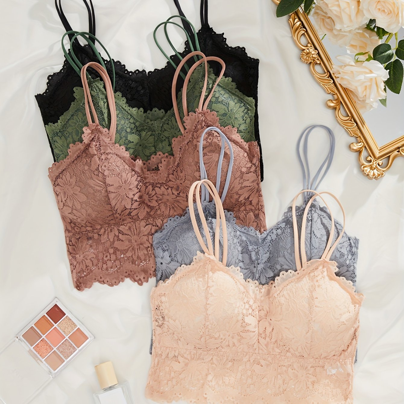 Women's Lace Camisole Bra Wireless Push-Up Comfortable Sexy Lingerie