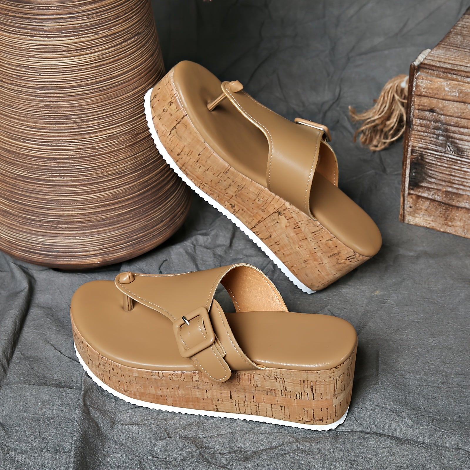 Women's White Open-Toe Platform Sandals Slip-On Summer Casual Footwear