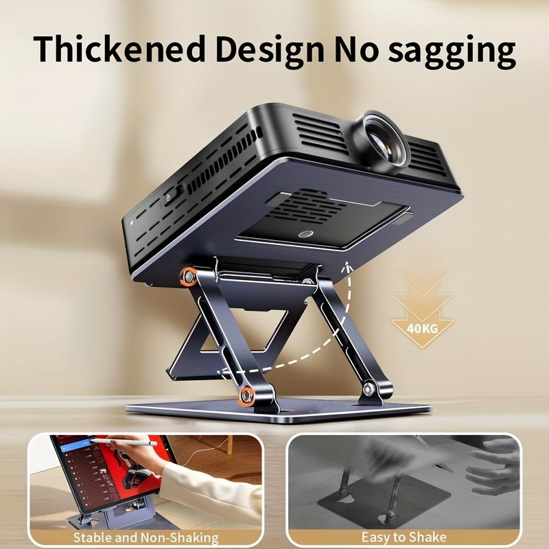 Adjustable Alloy Projector Stand with Phone and Remote Holders for Home and Outdoor Cinemas