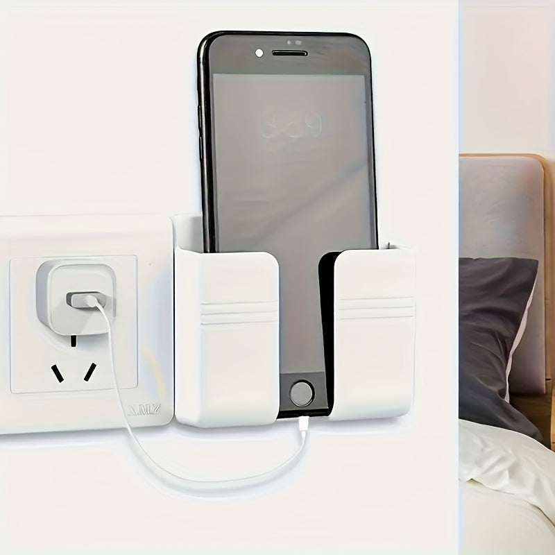 Wall-Mounted Phone Holder Set with Cable Management and Charging Shelf 3-Pack