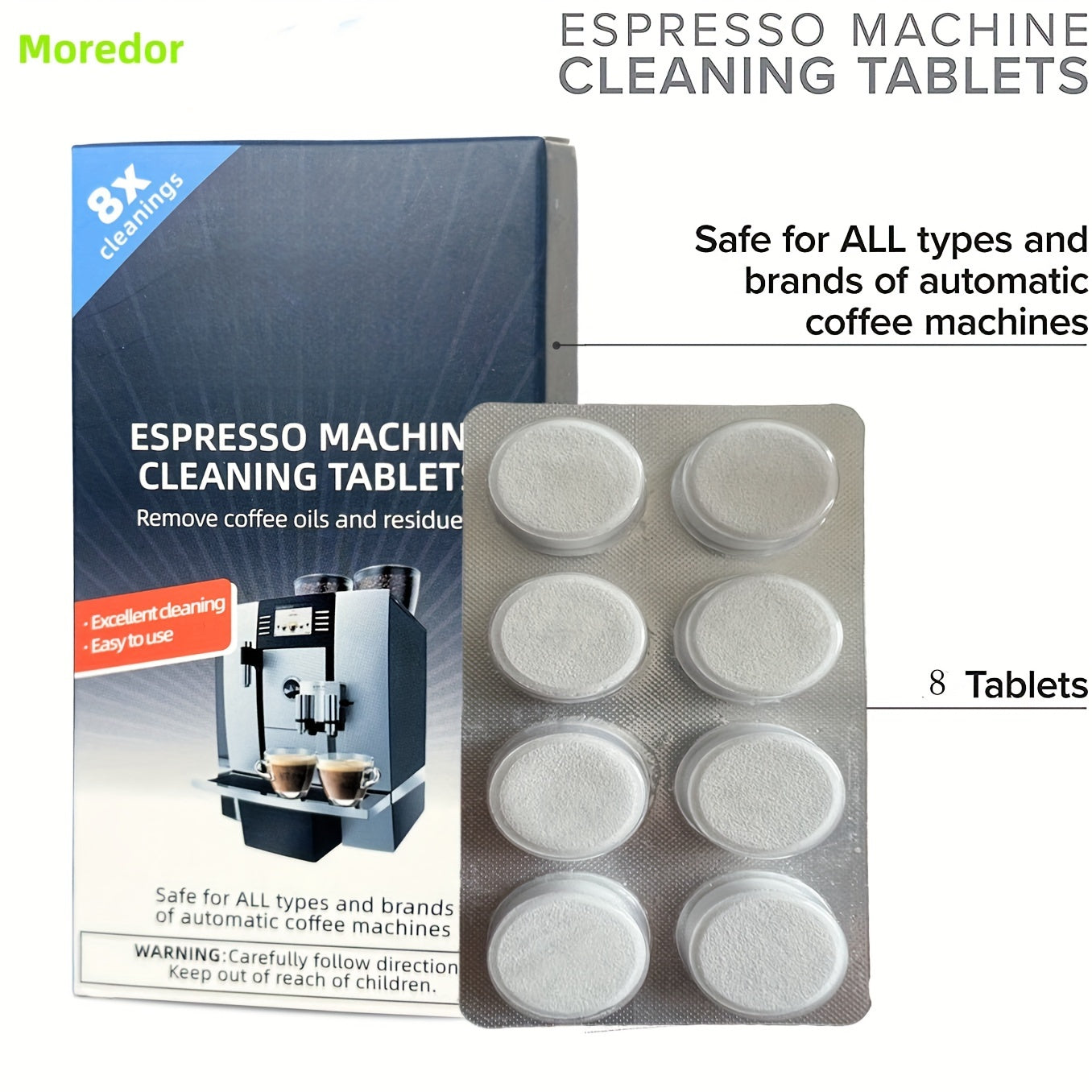 Coffee Machine Cleaning Tablets Descaling Effervescent Solution 8pcs