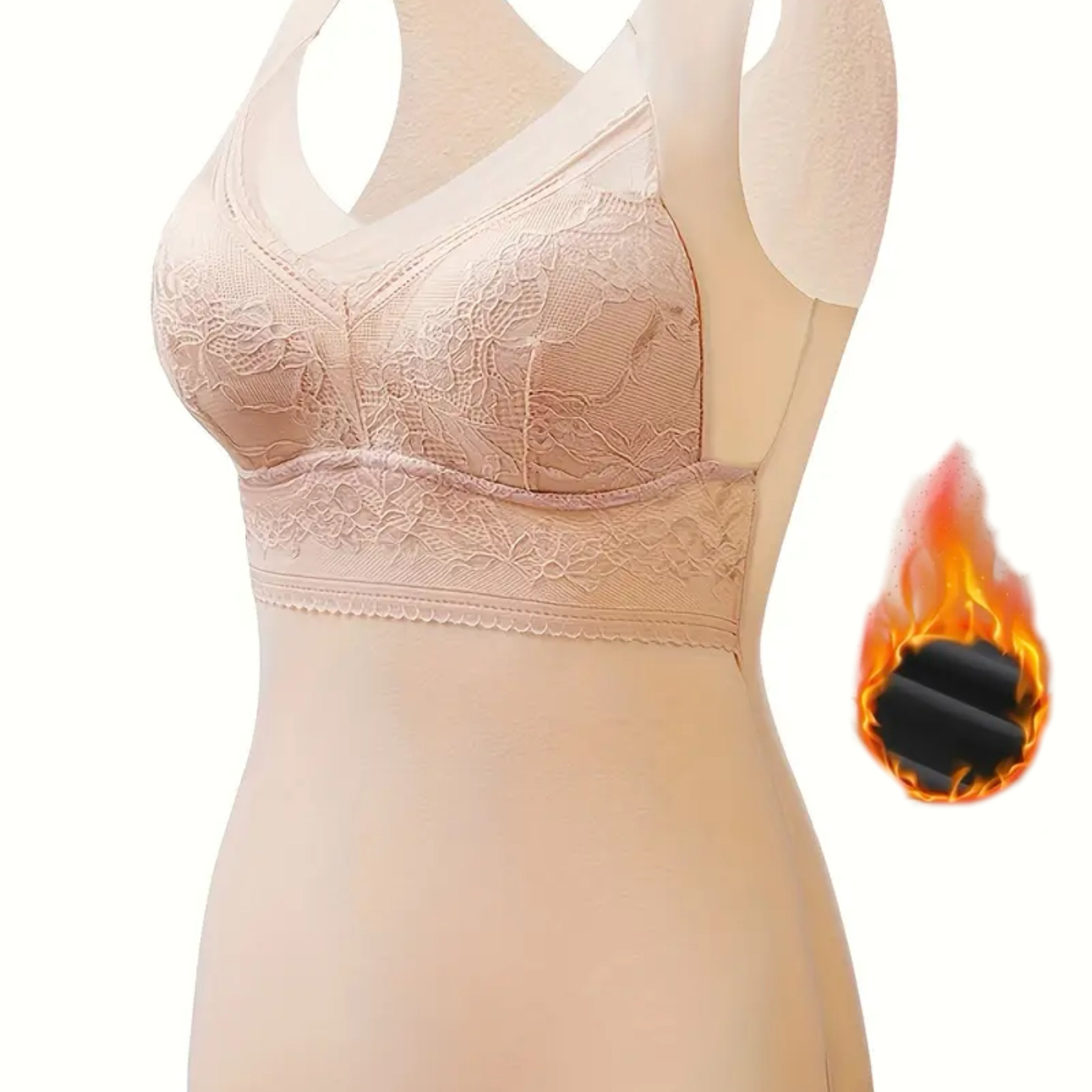 Women's Thermal Fleece-Lined Tank Top with Built-In Padded Bra Nylon Spandex