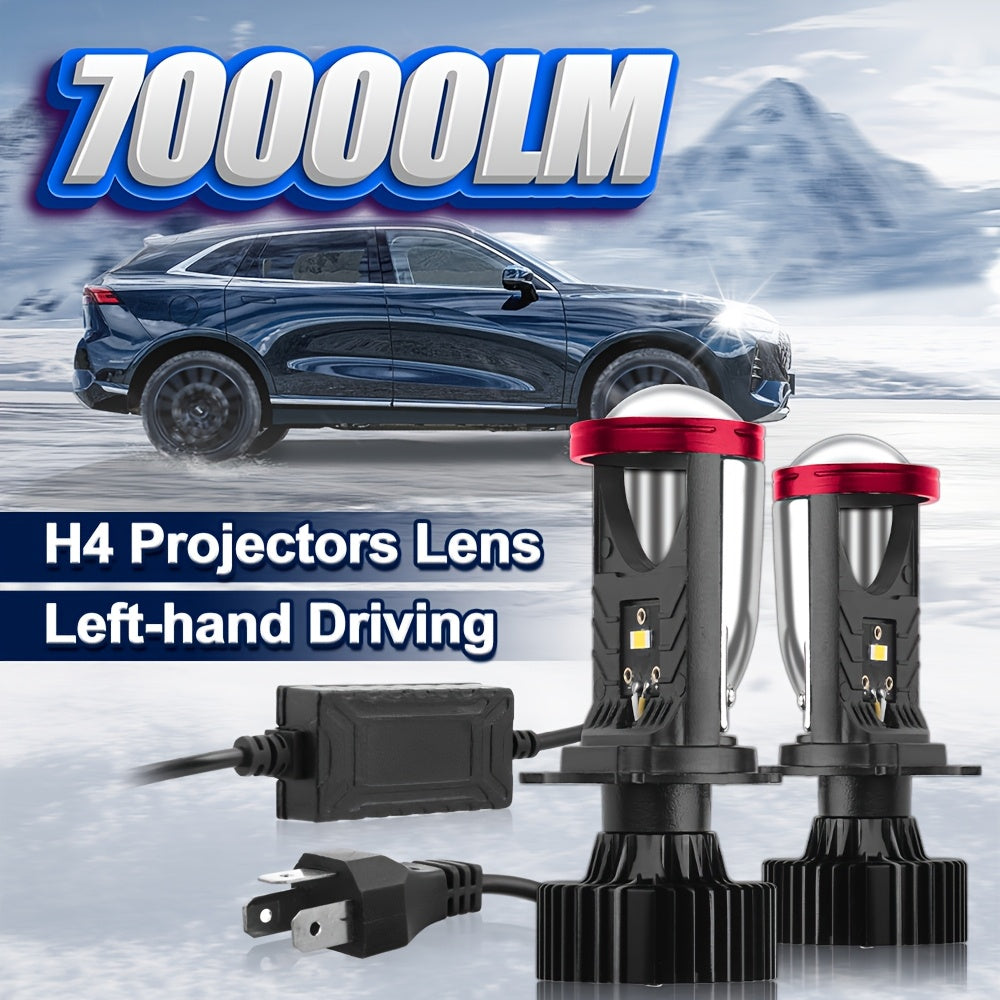 Bombillas de faro LED H4 de luz alta y baja, 6000K, 70000LM, 420W, lente de proyector todo en uno