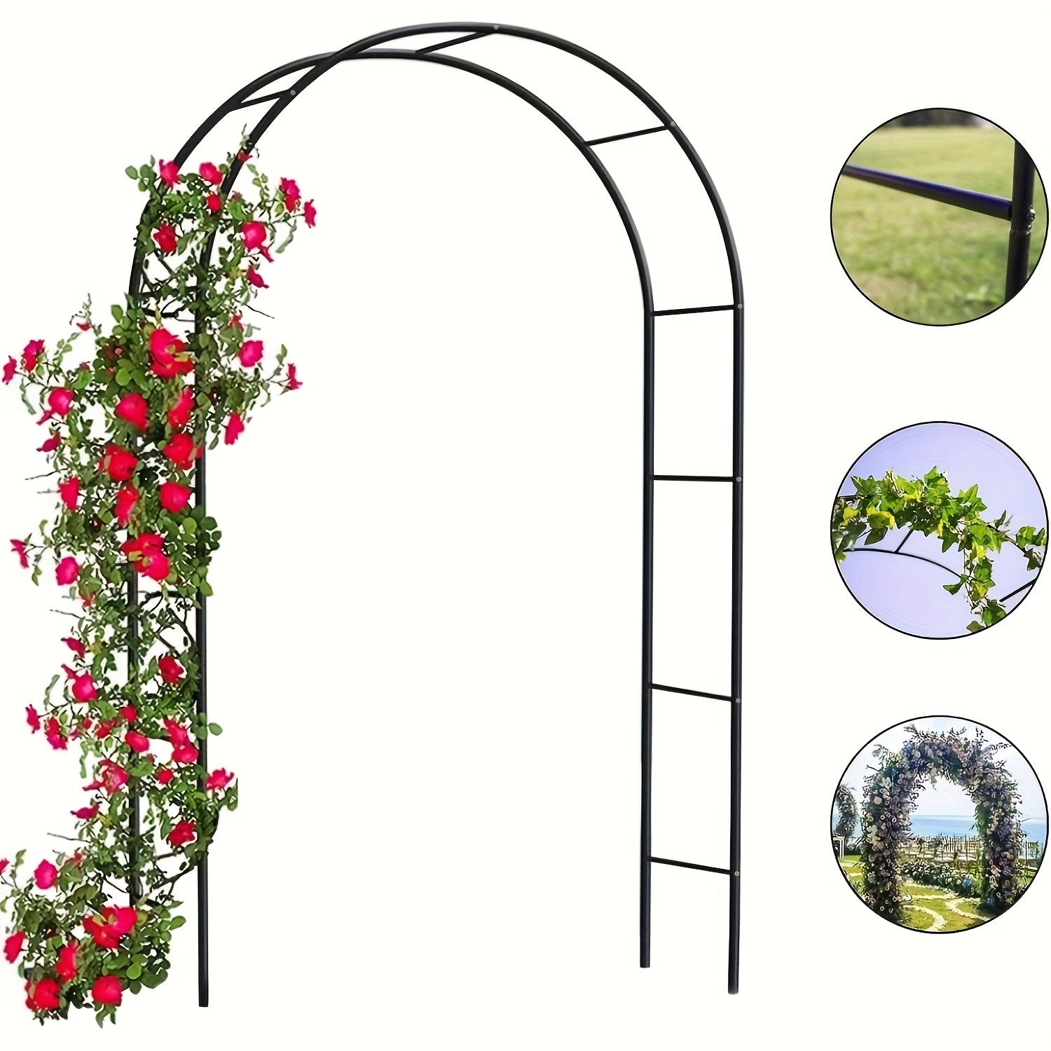 Metal Garden Arch 254cm Gothic Style Heavy Duty Steel Climbing Plant Support