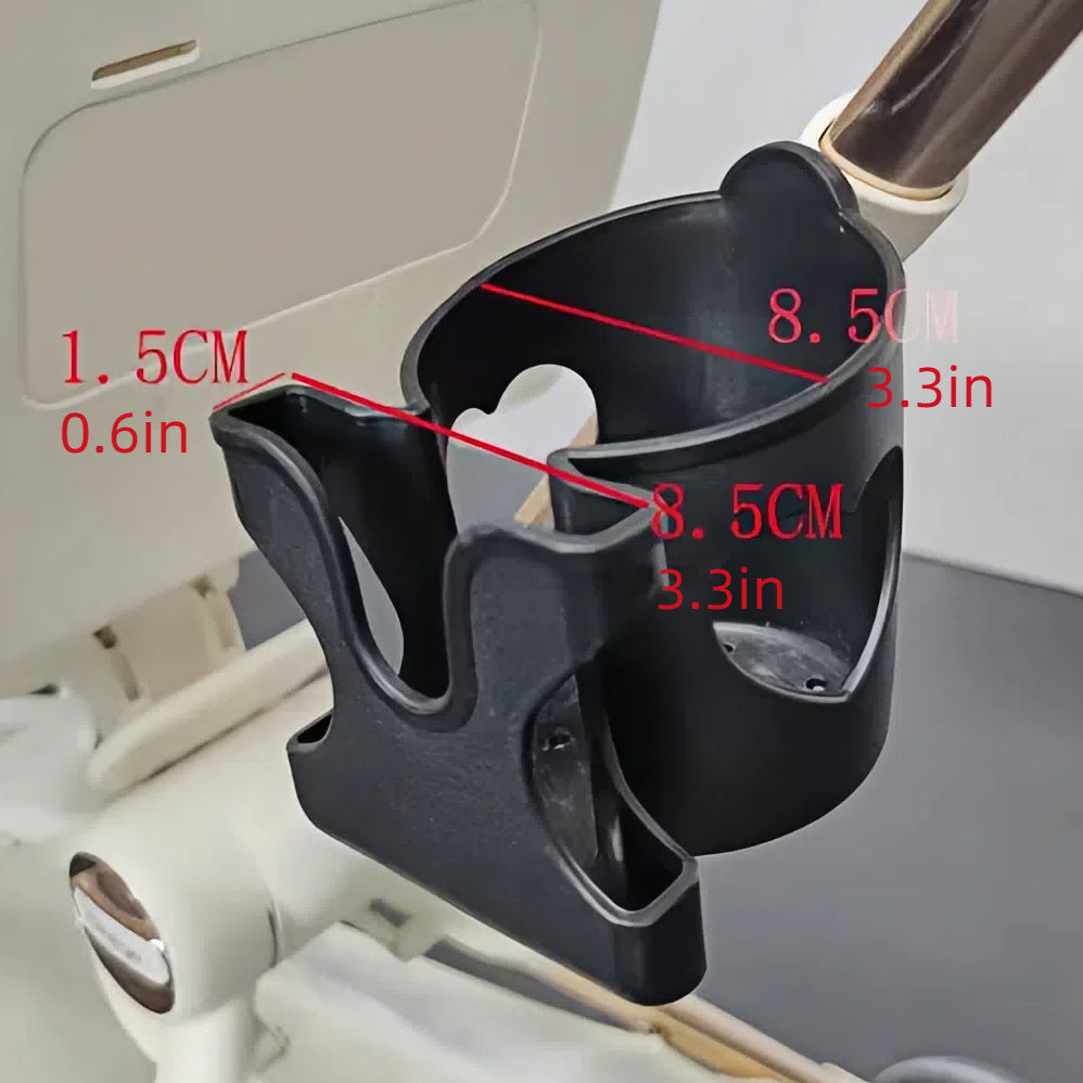 Stroller Cup Holder with Phone Clamp Durable PC Universal Fit for Bicycles and Strollers