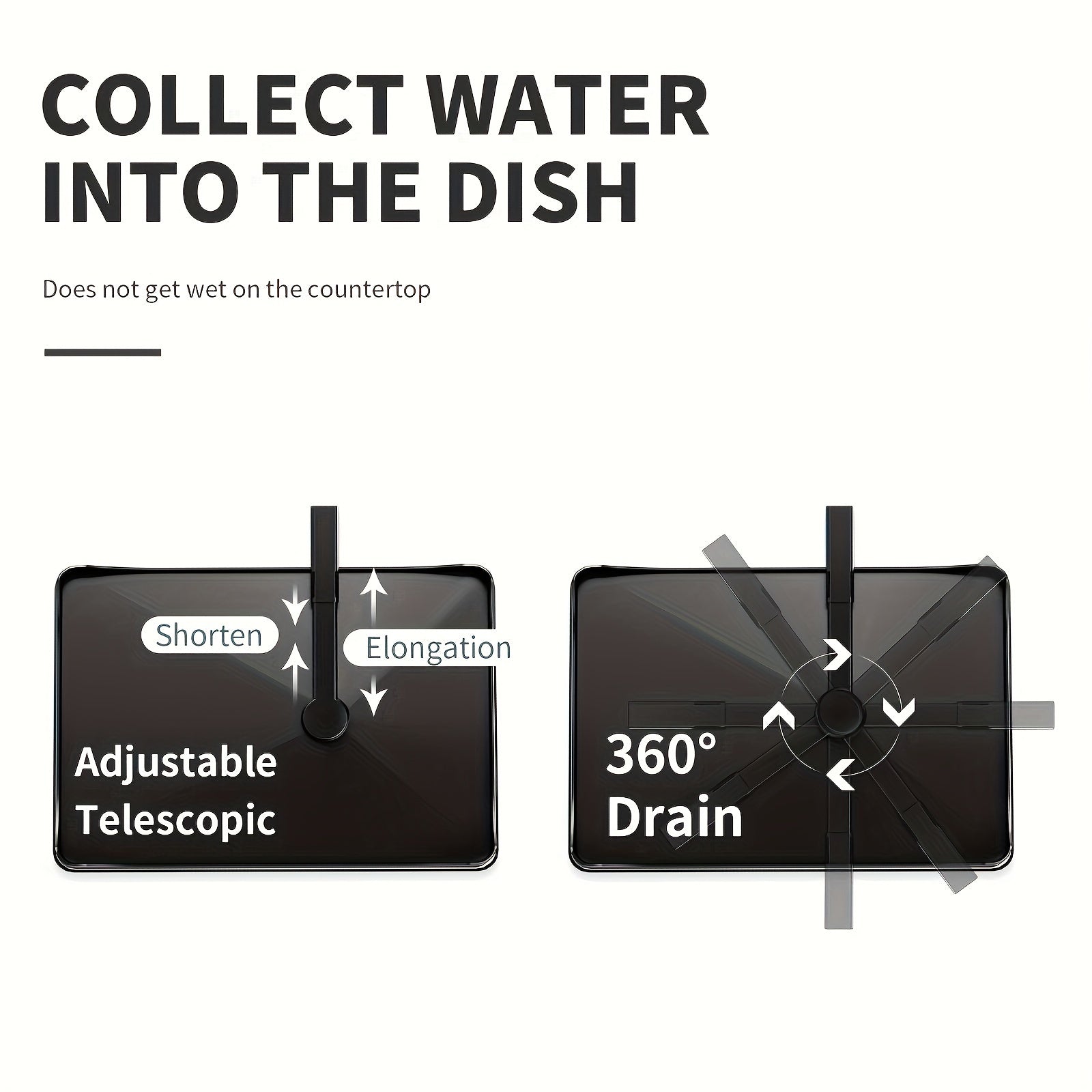 Large Black Dish Drying Rack with Drainboard, Utensil Holder, and Knife Slots