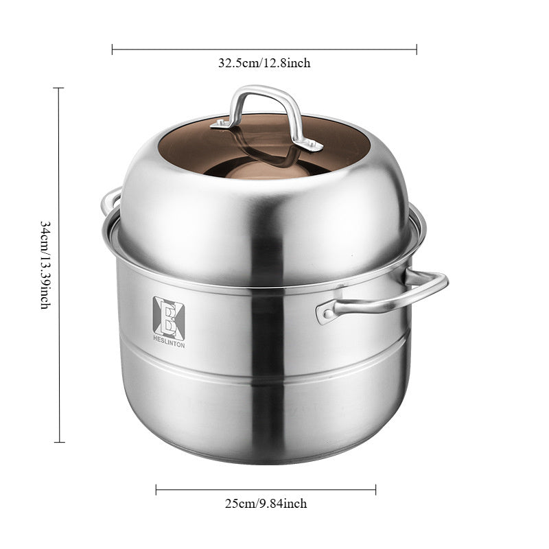 Удобная и универсальная пароварка из нержавеющей стали с двойной паровой решеткой - отлично подходит для приготовления рыбы и супов, идеальный подарок для кухни
