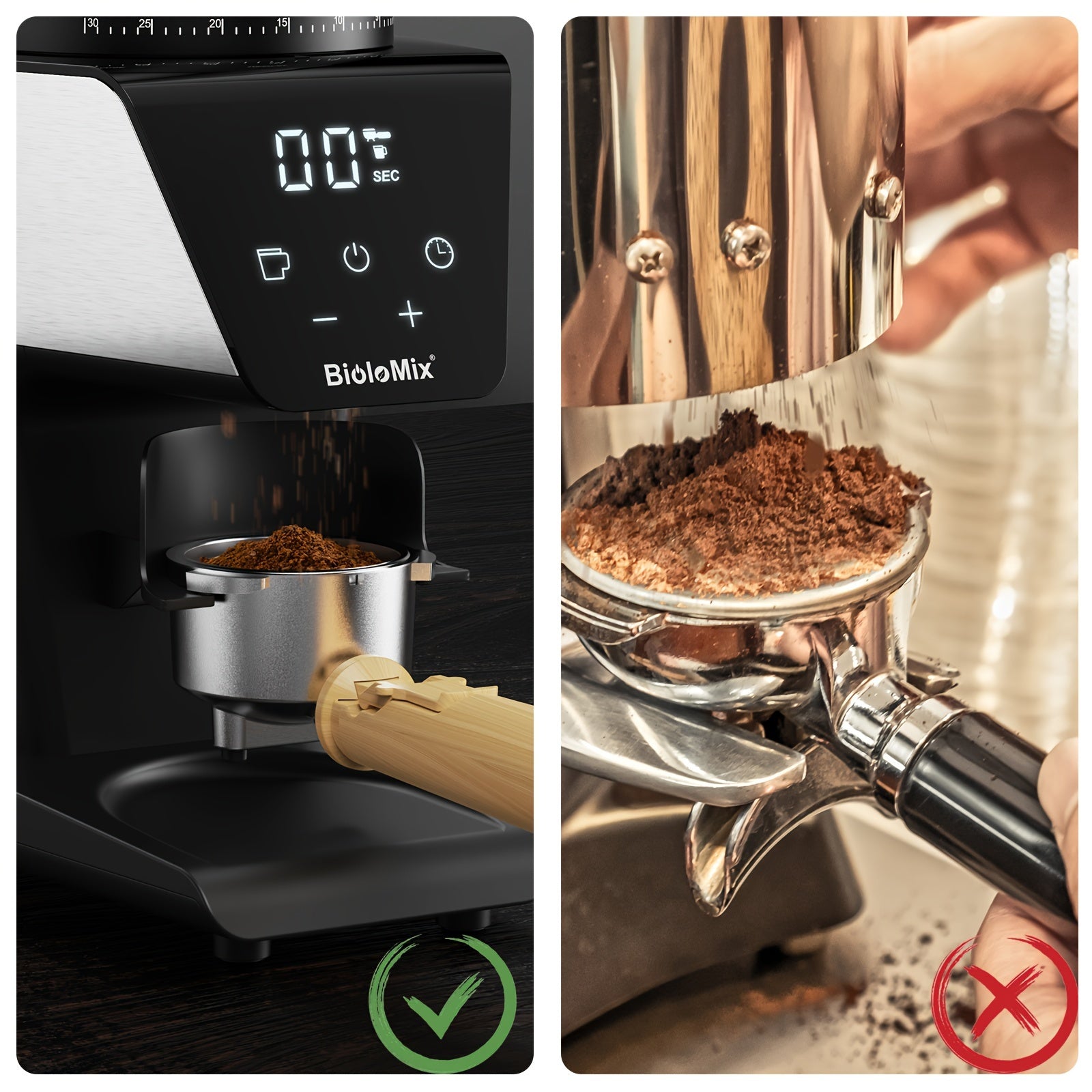 Conical Burr Electric Coffee Grinder with 30 Precision Settings Food Grade Plastic 220-240V